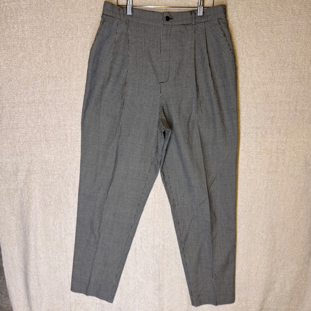 Vintage Worthington Women's Size 14 Houndstooth Pleated High Rise Trousers
